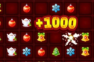 Iconos navideños coloridos en una cuadrícula con un marcador central de +1000