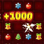 Iconos navideños coloridos en una cuadrícula con un marcador central de +1000