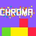 La imagen muestra la palabra CHROMA en letras blancas sobre un fondo morado con cuadrados de colores brillantes, incluyendo verde, amarillo y rojo