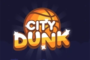 Logo con una pelota de baloncesto y las palabras City Dunk sobre un fondo oscuro