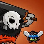 Personaje con apariencia de calavera vestido con una túnica roja y negra, sosteniendo un martillo grande delante de un fondo naranja, con un logotipo en el extremo inferior derecho