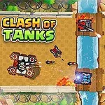 Tanques de combate disparando en un campo de batalla con un puente sobre un río