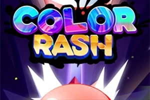 Texto colorido que dice Color Rash sobre un fondo dinámico con destellos de luz