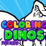 Dinosaurio blanco con paleta de colores y pincel en la cabeza, con texto colorido al frente