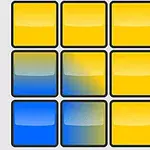 Cuadrícula de tres por tres con bloques amarillos y azules