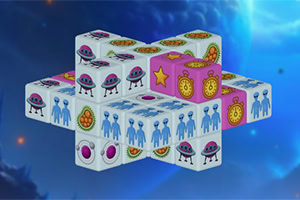 Cubos flotantes en el espacio con imágenes de OVNIs, extraterrestres y relojes de arena