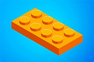 Bloque de construcción naranja en un fondo azul
