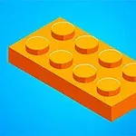Bloque de construcción naranja en un fondo azul