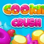 Ilustración colorida con letras de estilo caramelo y galletas en un fondo azul brillante