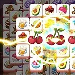 Un tablero con iconos de comida como cerezas, aguacates, pasteles y cerveza iluminado con un efecto de rayo eléctrico