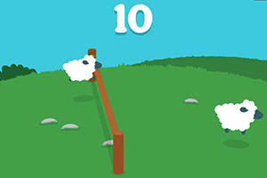 Dos ovejas blancas en un prado verde con un marcador de número 10 en la parte superior