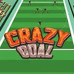 Vista aérea de un campo de fútbol americano con letras grandes de colores que dicen Crazy Goal en el centro