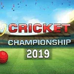 Trofeo dorado de cricket con una pelota roja en un estadio, junto a las palabras Cricket Championship 2019