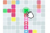 Juego de crucigrama que conecta cuadros de colores en lugar de letras