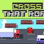 Un personaje en forma de pollo pixelado en medio de una carretera con vehículos y troncos en una imagen de estilo retro