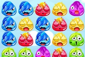 Caritas coloridas y expresivas con ojos grandes en una cuadrícula sobre un fondo azul
