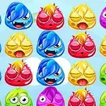 Caritas coloridas y expresivas con ojos grandes en una cuadrícula sobre un fondo azul