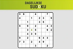 Tablero de rompecabezas numérico parcialmente completado, con el título Dagelijkse Sudoku en la parte superior