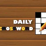 Lápiz sobre una cuadrícula de crucigrama con las palabras Daily Crossword en un fondo de madera