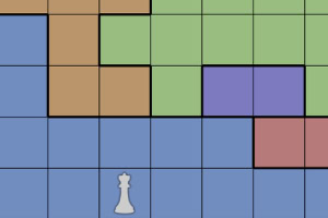 Varias piezas de bloques de colores con una pieza de ajedrez de rey en la parte inferior sobre un fondo cuadriculado