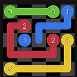 Conexiones de líneas de colores con números en una cuadrícula de fondo negro
