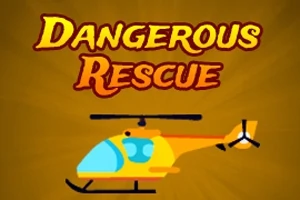 Helicóptero amarillo sobre fondo marrón con las palabras Dangerous Rescue en la parte superior