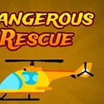 Helicóptero amarillo sobre fondo marrón con las palabras Dangerous Rescue en la parte superior