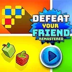 Cuatro cuadrantes coloridos con iconos de juegos y un botón de reproducción en el centro