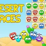 Caras coloridas y caricaturescas con diferentes expresiones en un paisaje desértico, acompañadas de un título en letras amarillas