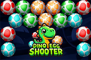 Huevos de dinosaurio de varios colores con un dinosaurio verde sonriente en el centro