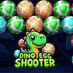 Huevos de dinosaurio de varios colores con un dinosaurio verde sonriente en el centro
