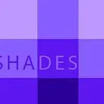 Cuadrícula de tonos púrpura con la palabra SHADES superpuesta