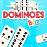Dominoes sobre un fondo azul con destellos y la palabra Dominoes Big en el centro