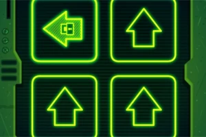 Flechas verdes luminosas apuntando hacia arriba y hacia la izquierda sobre un fondo oscuro
