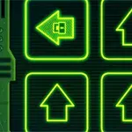Flechas verdes luminosas apuntando hacia arriba y hacia la izquierda sobre un fondo oscuro