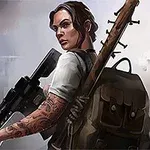 Mujer con tatuajes y mochila, sosteniendo un arma y un bate en un entorno urbano en llamas
