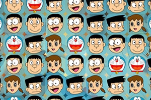 Caras de personajes de dibujos animados expresando diversas emociones en un patrón repetido sobre fondo azul