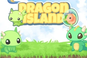Tres pequeños dragones verdes en un campo verde con un logotipo amarillo en el fondo