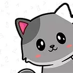 Un dibujo de un gatito gris siendo delineado con un lápiz amarillo sobre un fondo blanco