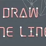 Texto Draw One Line en letras rosas con puntos, sobre fondo gris con líneas y nodos geométricos