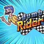Dos personajes animados con expresiones cómicas y un tablero a cuadros en el fondo con un diseño de texto colorido sobre un fondo azul brillante