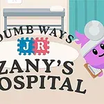 Personajes coloridos y caricaturescos con diversas emociones en un entorno de hospital, acompañados por texto que dice Zanys Hospital