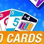 Cartas de colores con números y símbolos, y el texto Duo Cards en la parte inferior