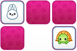Iconos de animales con fondo rosa, incluyendo un conejo y una tortuga