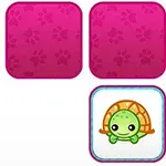 Iconos de animales con fondo rosa, incluyendo un conejo y una tortuga
