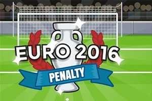 Trofeo blanco con laurel rojo frente a una portería en un campo de fútbol, acompañado del texto EURO 2016 Penalty