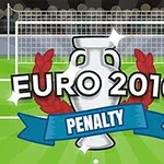 Trofeo blanco con laurel rojo frente a una portería en un campo de fútbol, acompañado del texto EURO 2016 Penalty