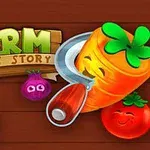 Verduras animadas con rostros felices junto a un logotipo verde y marrón sobre un fondo de madera