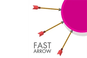 Flechas rojas clavadas en un círculo fucsia con el texto Fast Arrow al lado