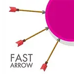 Flechas rojas clavadas en un círculo fucsia con el texto Fast Arrow al lado